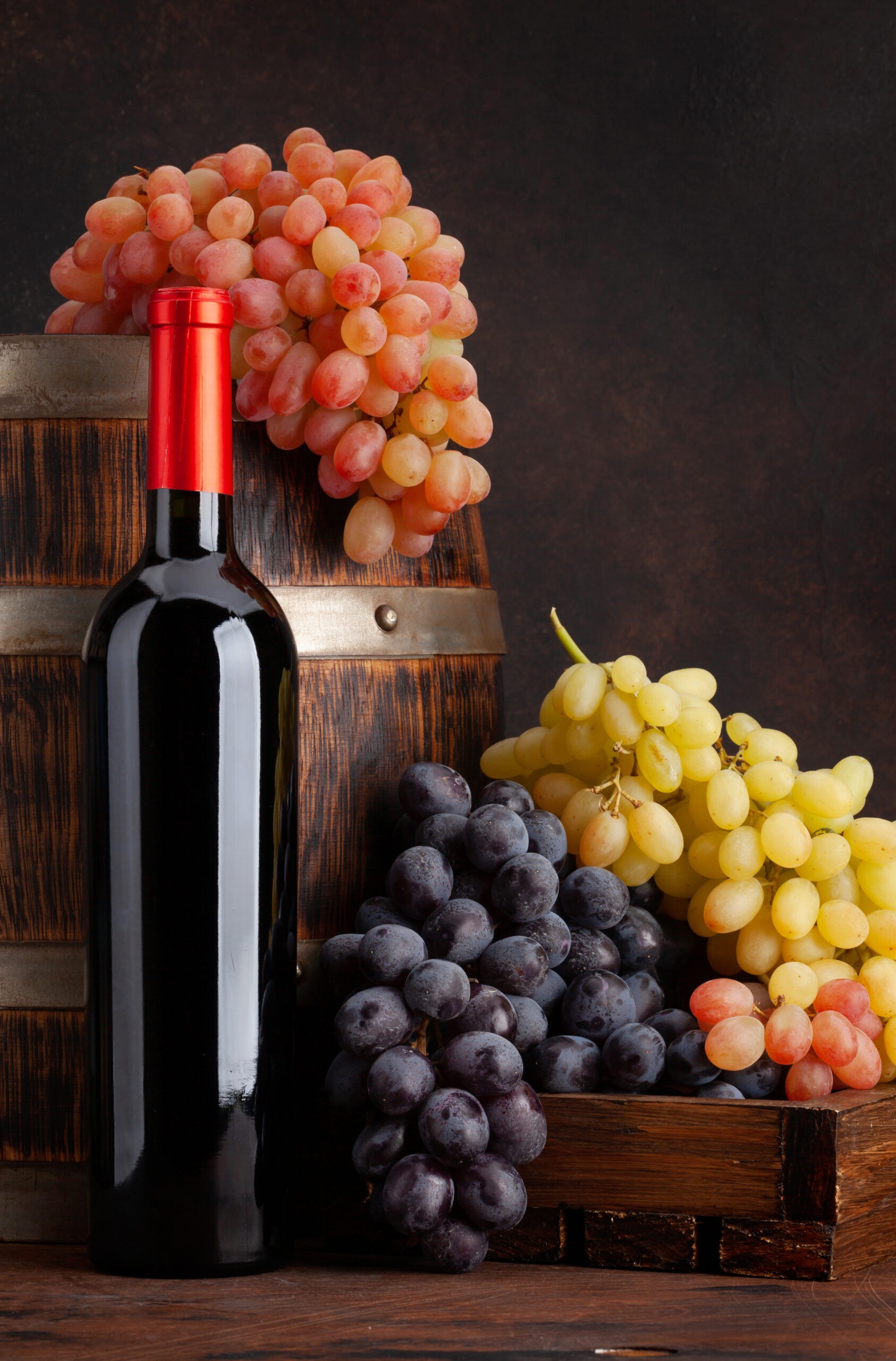 wine bottle grapes and barrel 2023 11 27 05 18 50 utc scaled